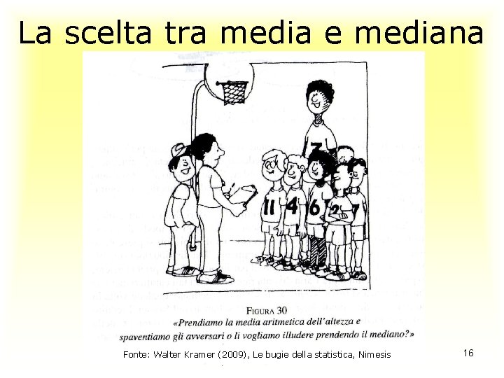 La scelta tra media e mediana Fonte: Walter Kramer (2009), Le bugie della statistica,