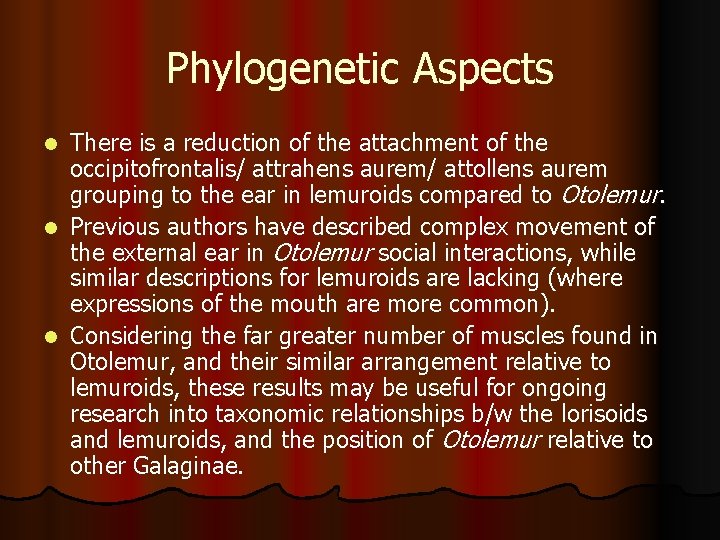 Phylogenetic Aspects There is a reduction of the attachment of the occipitofrontalis/ attrahens aurem/