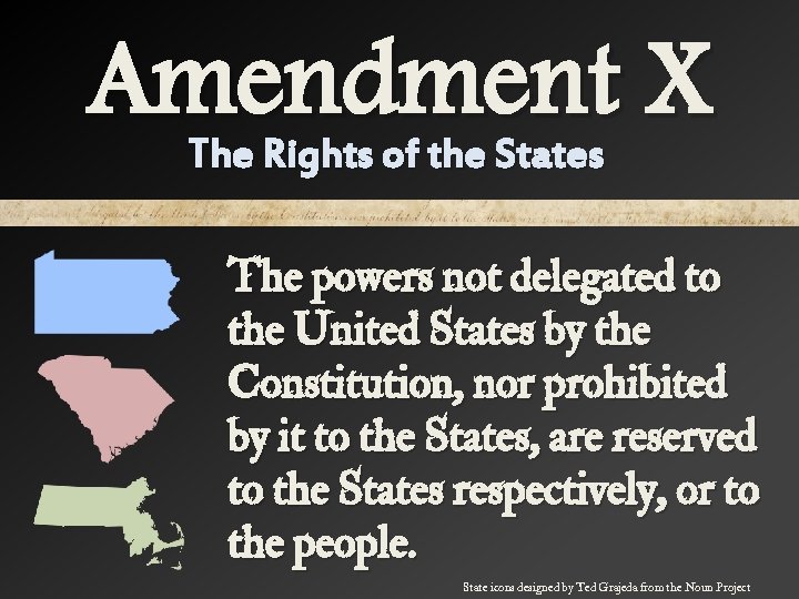 Amendment X The Rights of the States The powers not delegated to the United