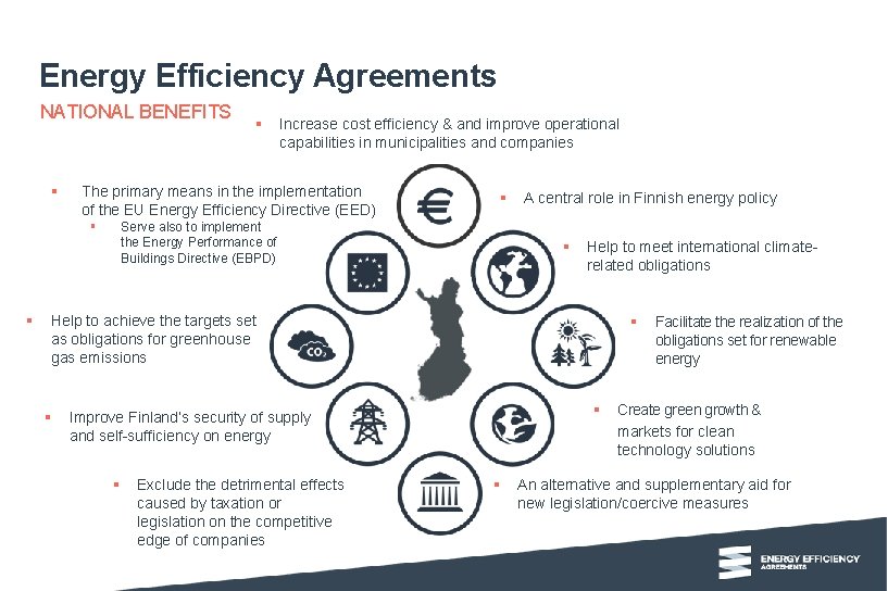 Energy Efficiency Agreements NATIONAL BENEFITS § Increase cost efficiency & and improve operational capabilities