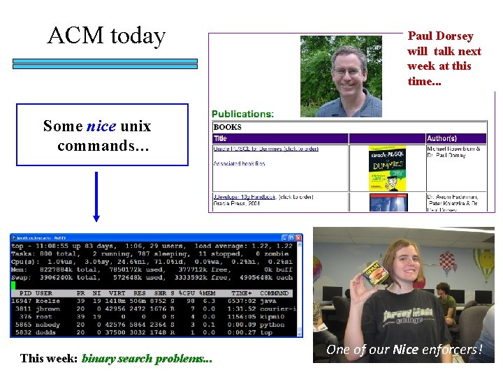 ACM today Paul Dorsey will talk next week at this time. . . Some