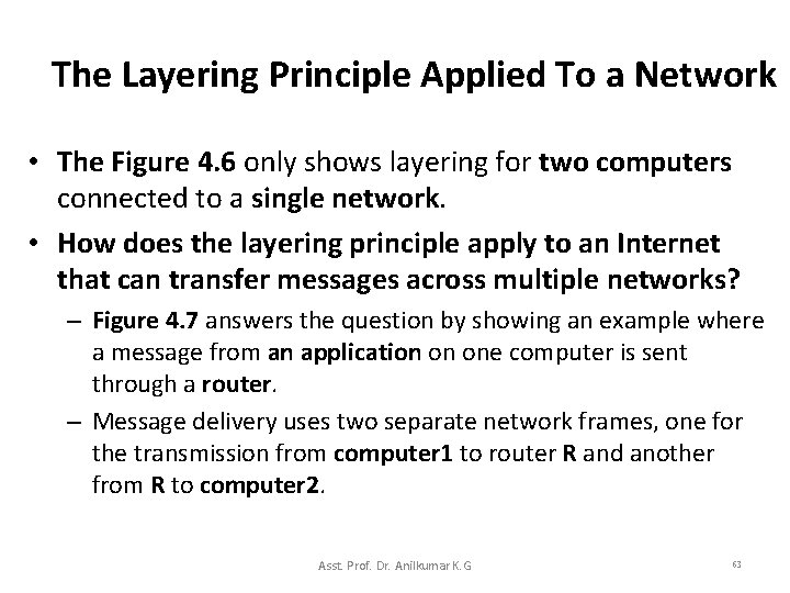 The Layering Principle Applied To a Network • The Figure 4. 6 only shows