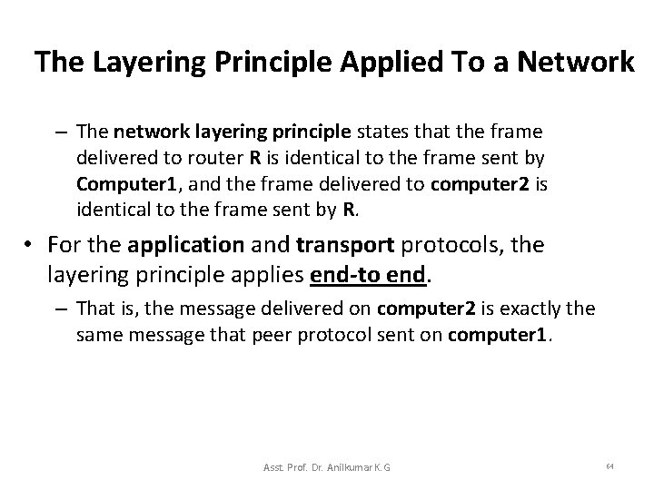 The Layering Principle Applied To a Network – The network layering principle states that