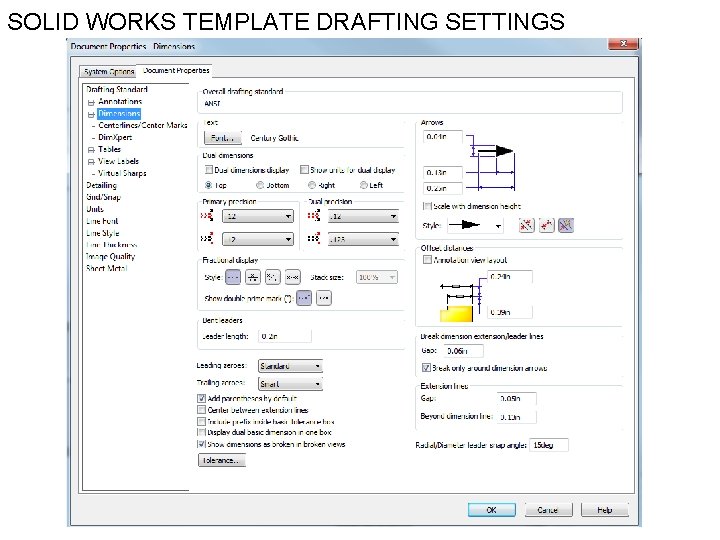 SOLID WORKS TEMPLATE DRAFTING SETTINGS 