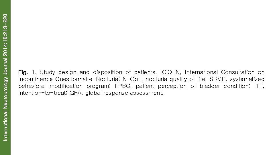 International Neurourology Journal 2014; 18: 213 -220 Fig. 1. Study design and disposition of