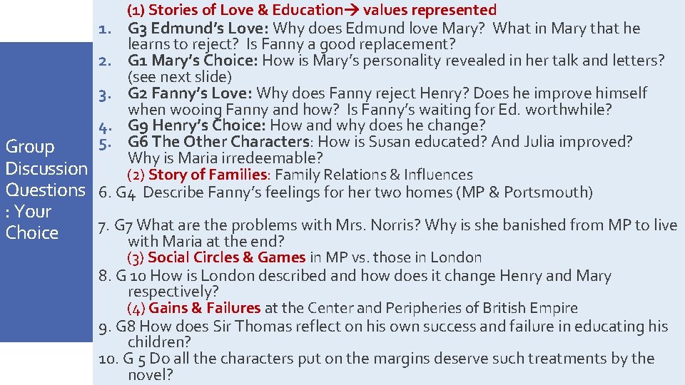 (1) Stories of Love & Education values represented 1. G 3 Edmund’s Love: Why