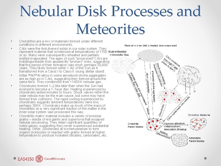 Nebular Disk Processes and Meteorites • • • Chondrites are a mix of materials