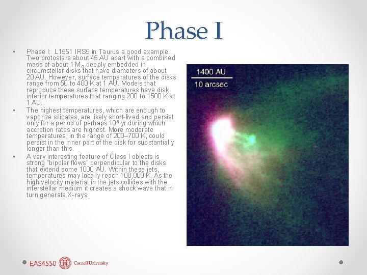 Phase I • • • Phase I: L 1551 IRS 5 in Taurus a