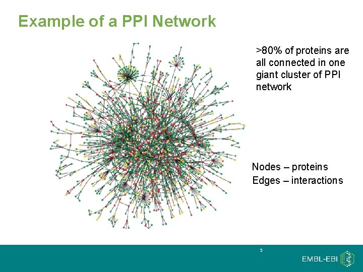 Example of a PPI Network >80% of proteins are all connected in one giant