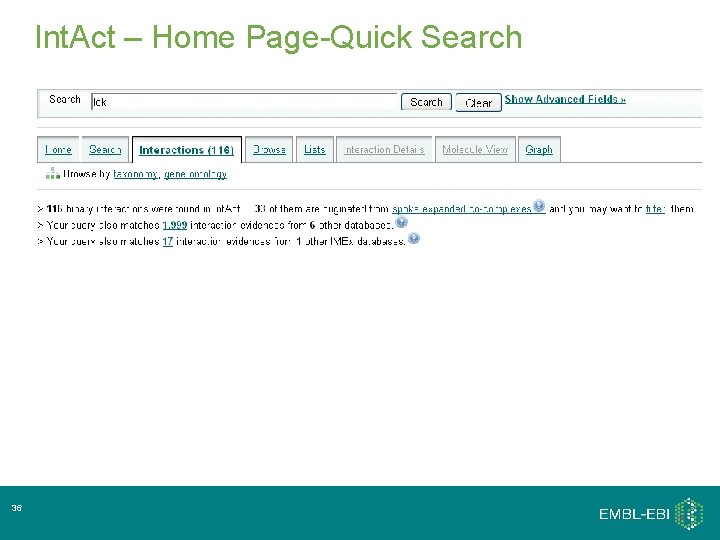 Int. Act – Home Page-Quick Search 36 