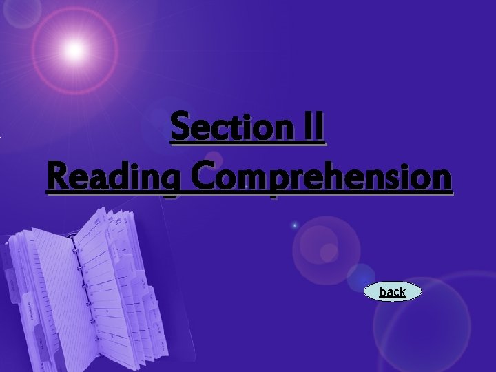 Section II Reading Comprehension back 