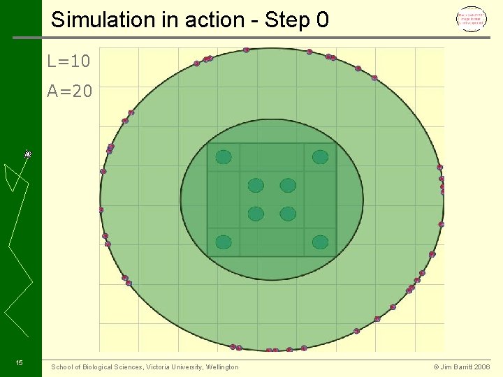 Simulation in action - Step 0 L=10 A=20 15 School of Biological Sciences, Victoria