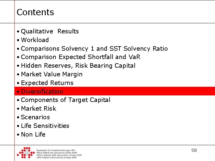 Contents • Qualitative Results • Workload • Comparisons Solvency 1 and SST Solvency Ratio