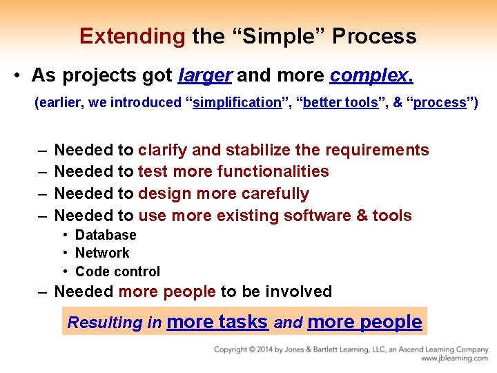 Extending the “Simple” Process • As projects got larger and more complex. (earlier, we