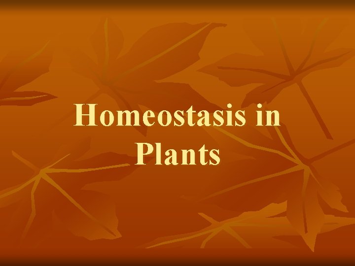 Homeostasis in Plants 