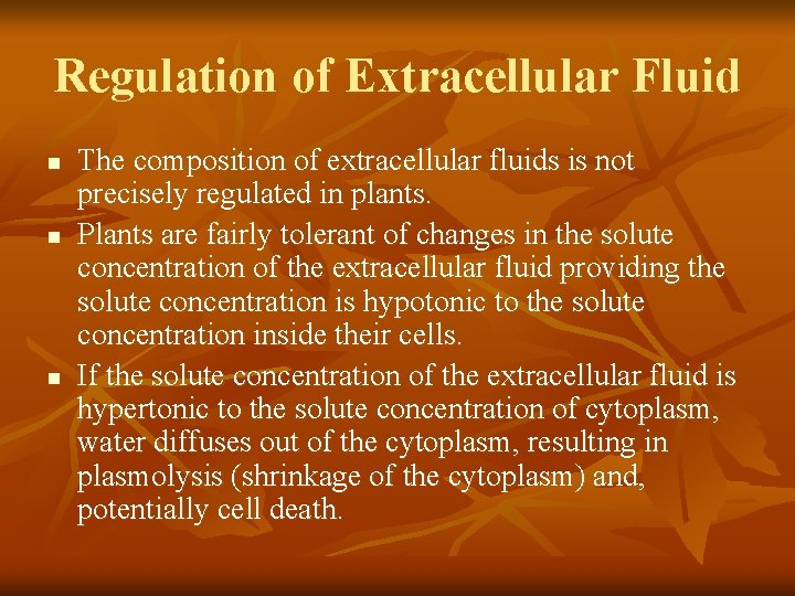 Regulation of Extracellular Fluid n n n The composition of extracellular fluids is not