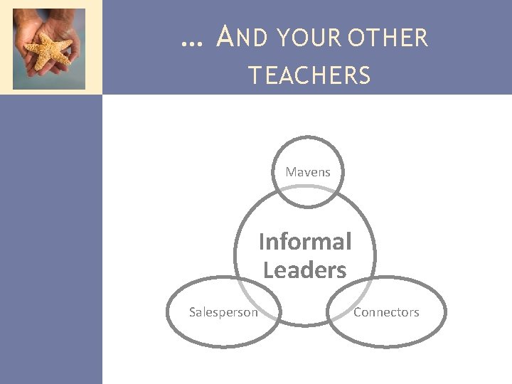 … A ND YOUR OTHER TEACHERS Mavens Informal Leaders Salesperson Connectors 