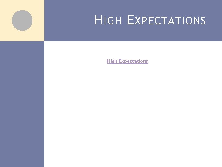 H IGH E XPECTATIONS High Expectations 