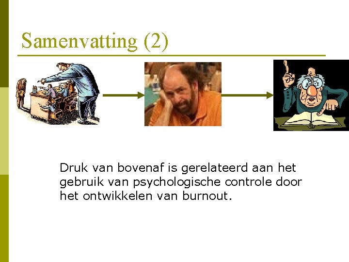 Samenvatting (2) Druk van bovenaf is gerelateerd aan het gebruik van psychologische controle door