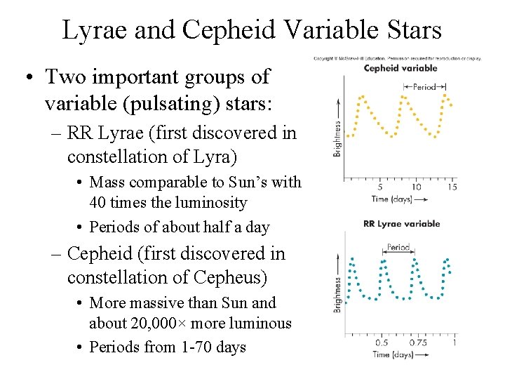 Lyrae and Cepheid Variable Stars • Two important groups of variable (pulsating) stars: –