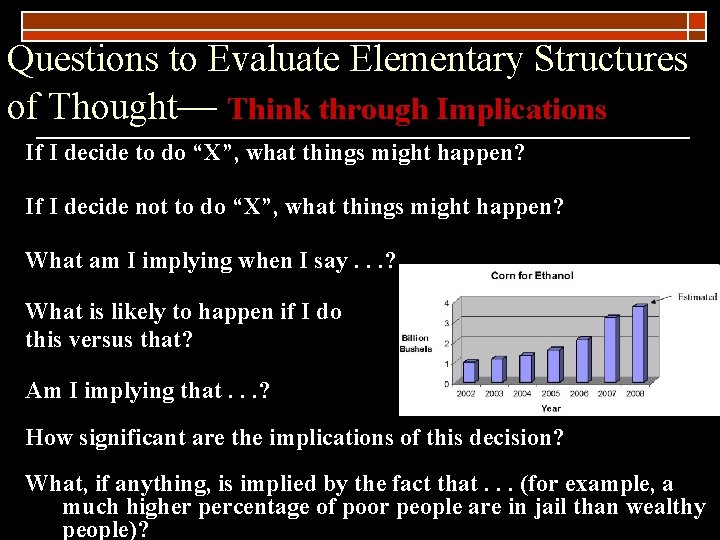 Questions to Evaluate Elementary Structures of Thought— Think through Implications If I decide to