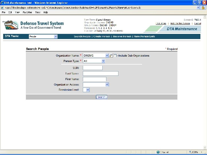 Defense Travel Management Office Carol Green Office of the Under Secretary of Defense (Personnel