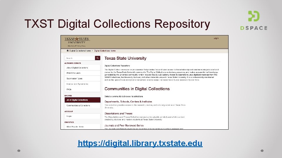 TXST Digital Collections Repository https: //digital. library. txstate. edu 