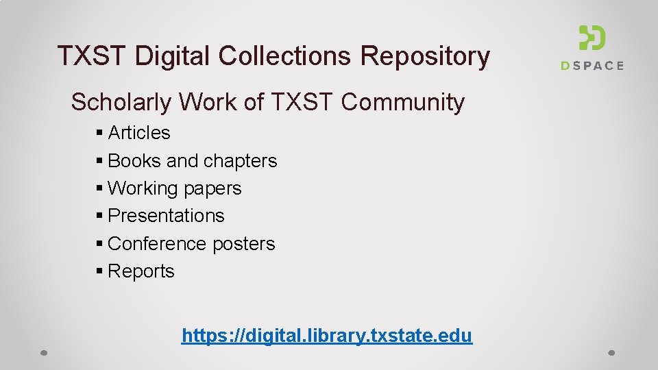 TXST Digital Collections Repository Scholarly Work of TXST Community § Articles § Books and