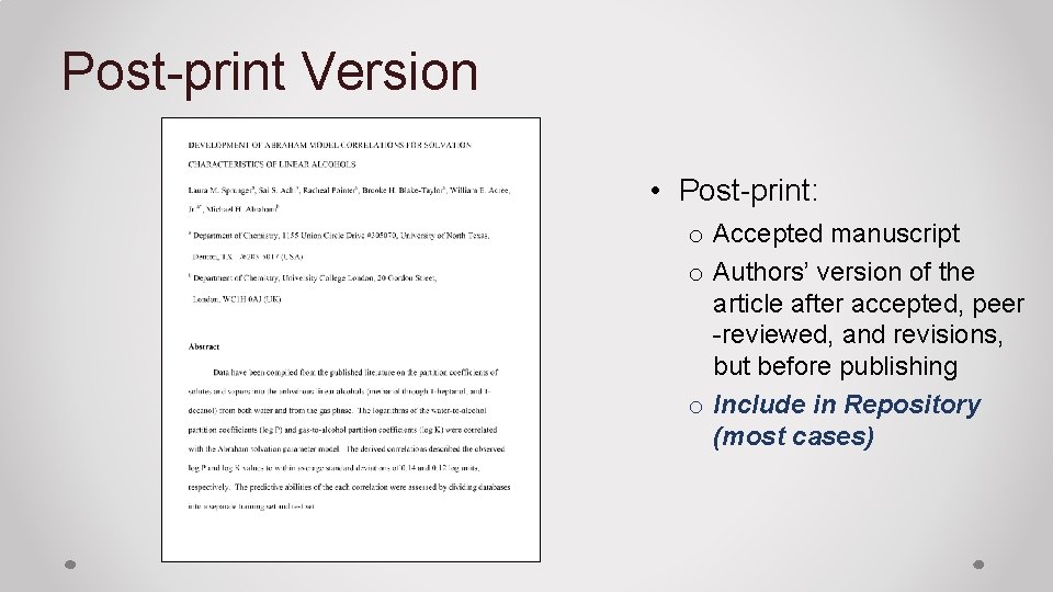 Post-print Version • Post-print: o Accepted manuscript o Authors’ version of the article after