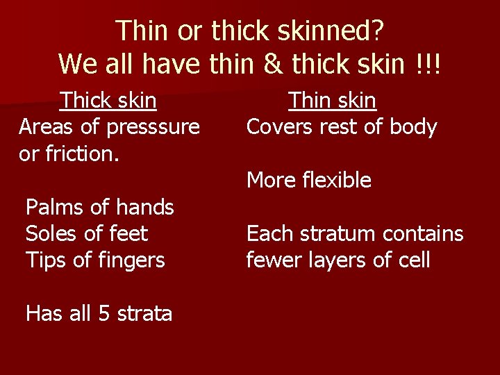 Thin or thick skinned? We all have thin & thick skin !!! Thick skin