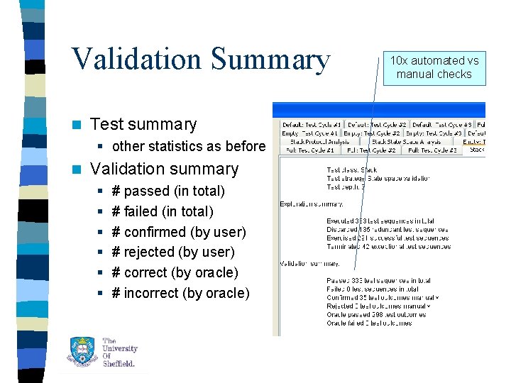 Validation Summary n Test summary § other statistics as before n Validation summary § Validation Summary n Test summary § other statistics as before n Validation summary §