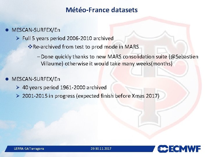 Météo-France datasets MESCAN-SURFEX/En Ø Full 5 years period 2006 -2010 archived v. Re-archived from