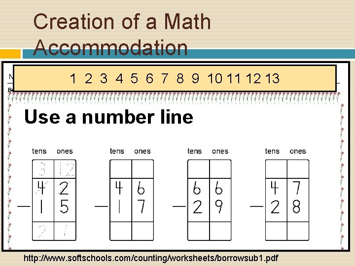 Creation of a Math Accommodation 1 2 3 4 5 6 7 8 9