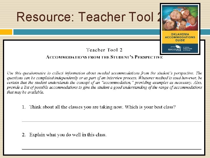 Resource: Teacher Tool 2 