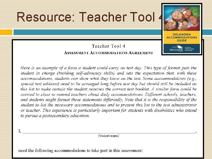 Resource: Teacher Tool 4 