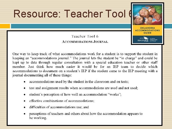 Resource: Teacher Tool 6 