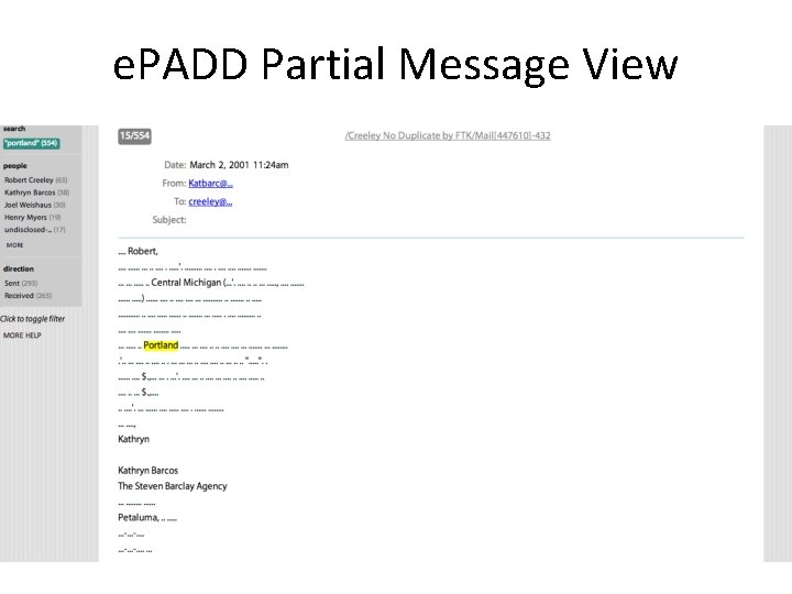 e. PADD Partial Message View 