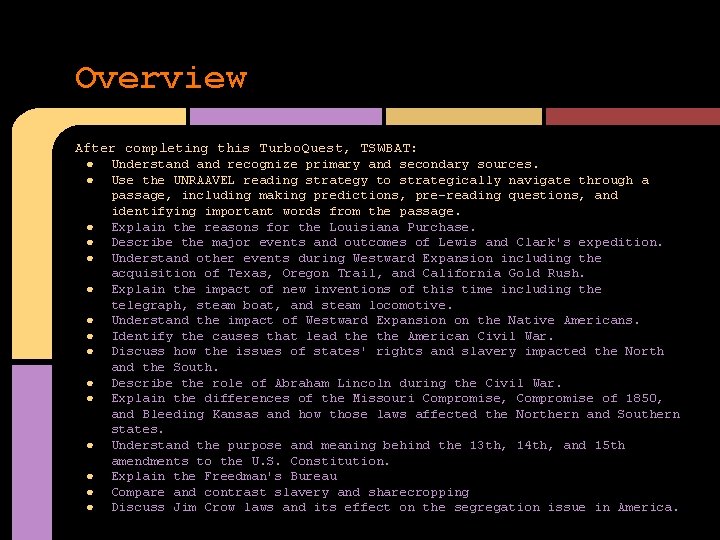 Tswbat Format Example Comprehending History from Westward Expansion through Reconstruction ...