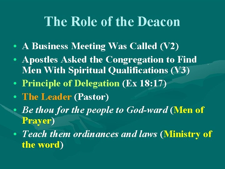 The Role of the Deacon • A Business Meeting Was Called (V 2) •