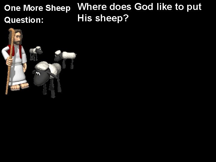 One More Sheep Where does God like to put His sheep? Question: 