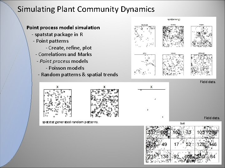 Simulating Plant Community Dynamics Point process model simulation - spatstat package in R -