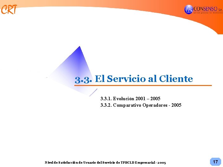 3. 3. El Servicio al Cliente 3. 3. 1. Evolución 2001 – 2005 3.