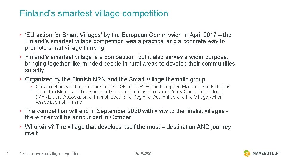 Finland’s smartest village competition • ‘EU action for Smart Villages’ by the European Commission