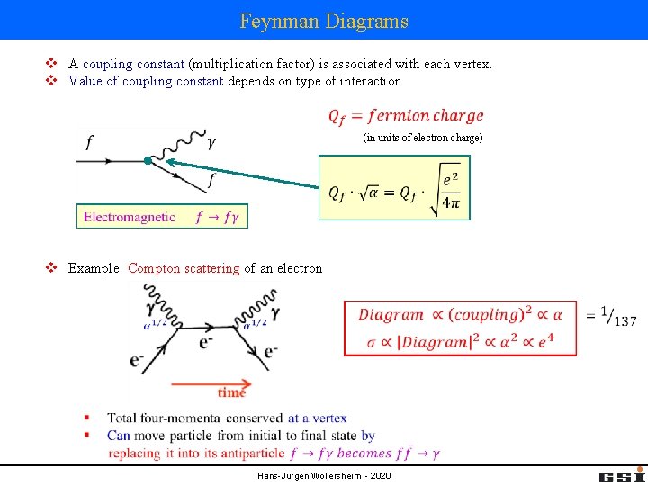 Feynman Diagrams v A coupling constant (multiplication factor) is associated with each vertex. v Feynman Diagrams v A coupling constant (multiplication factor) is associated with each vertex. v