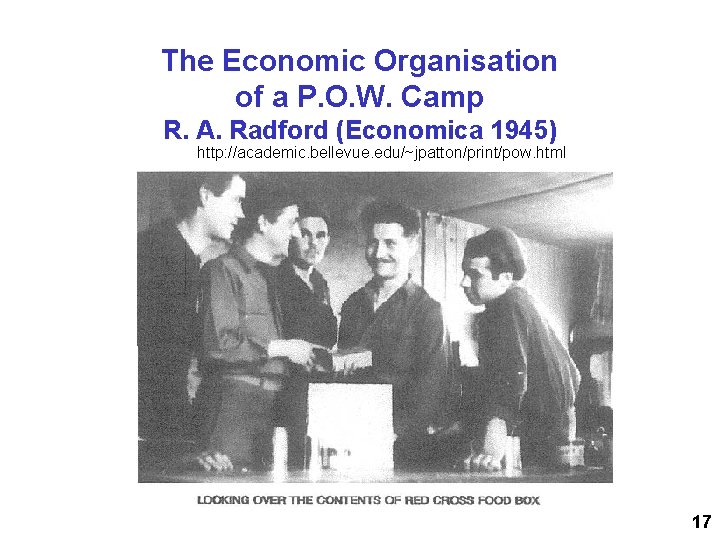 The Economic Organisation of a P. O. W. Camp R. A. Radford (Economica 1945)