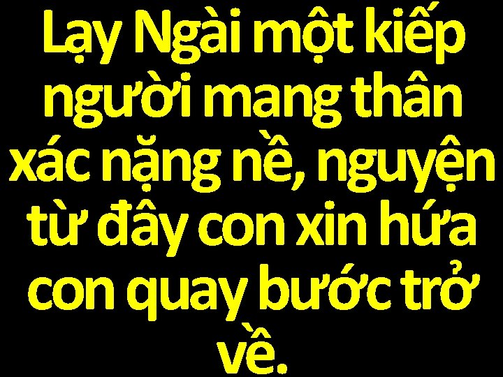 Lạy Ngài một kiếp người mang thân xác nặng nề, nguyện từ đây con