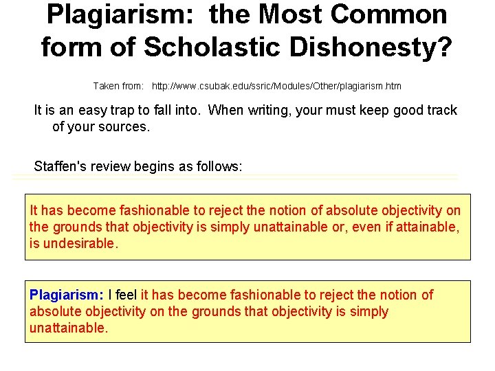 Plagiarism: the Most Common form of Scholastic Dishonesty? Taken from: http: //www. csubak. edu/ssric/Modules/Other/plagiarism.