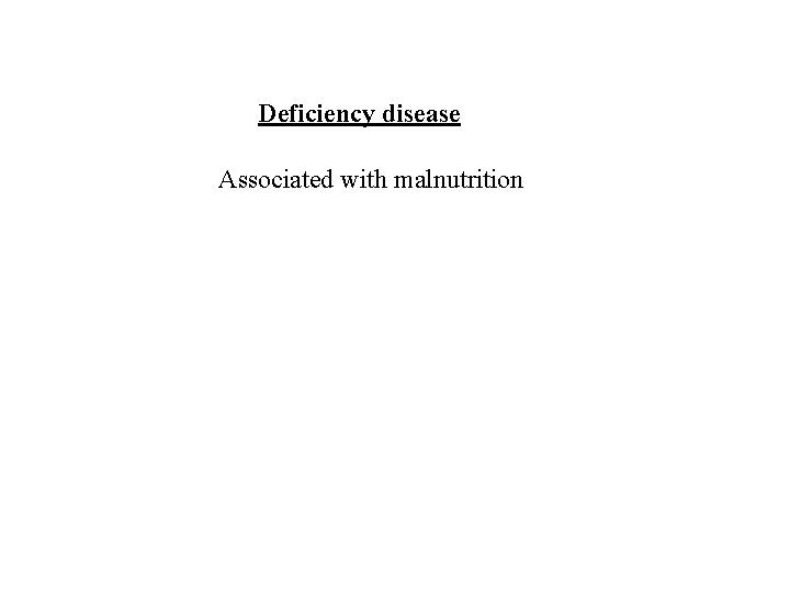 Deficiency disease Associated with malnutrition 