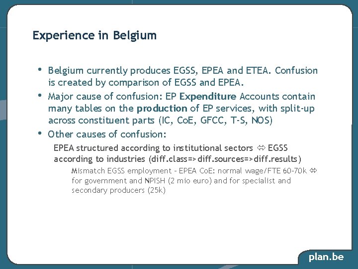 Experience in Belgium • • • Belgium currently produces EGSS, EPEA and ETEA. Confusion Experience in Belgium • • • Belgium currently produces EGSS, EPEA and ETEA. Confusion
