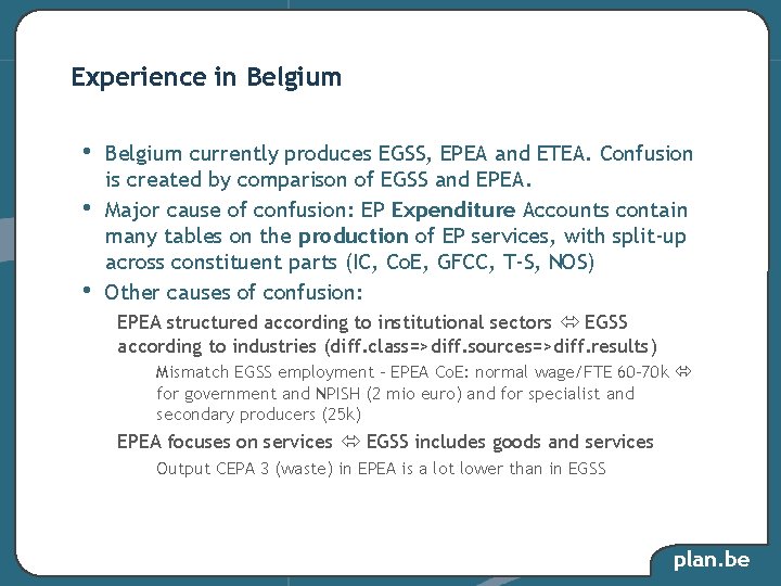 Experience in Belgium • • • Belgium currently produces EGSS, EPEA and ETEA. Confusion Experience in Belgium • • • Belgium currently produces EGSS, EPEA and ETEA. Confusion